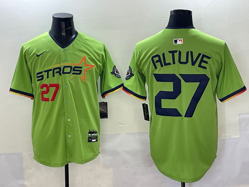 Men Houston Astros #27 Altuve Green three generations Joint Name 2025 Nike MLB Jersey style 4->houston astros->MLB Jersey